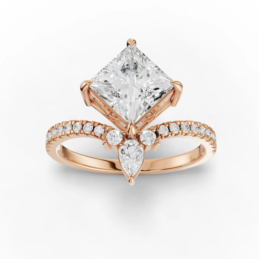 Rose gold princess pear diamond ring