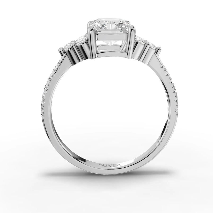 Radiant halo ring white gold close-up