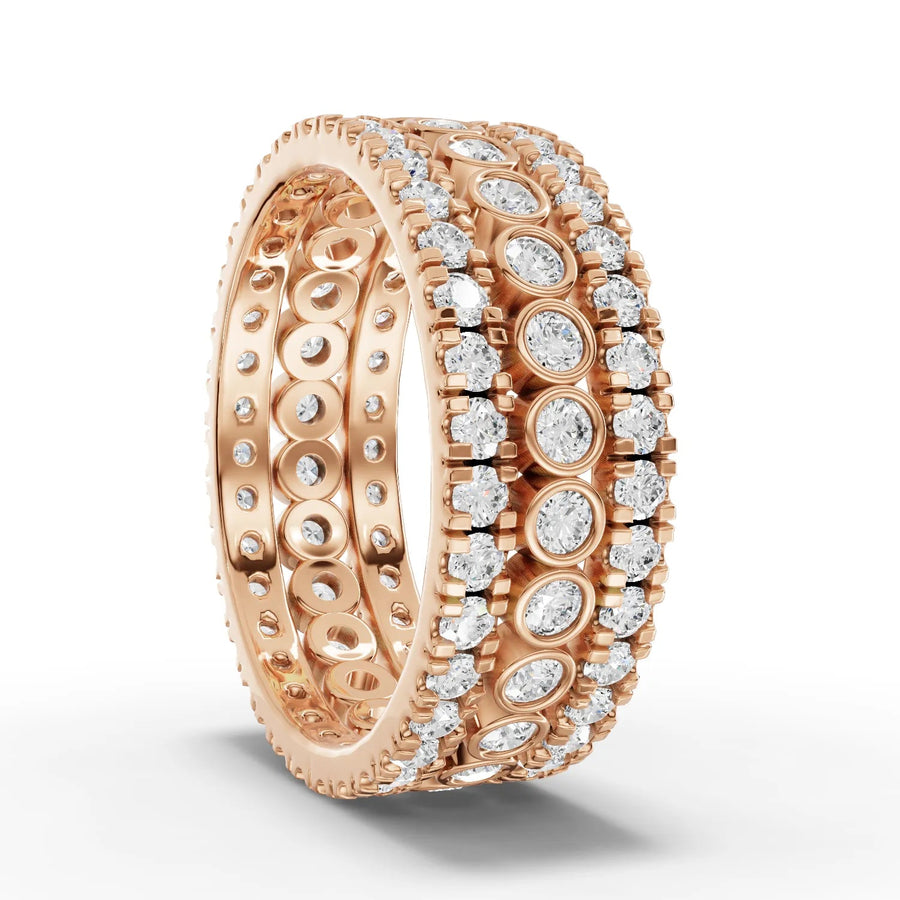 Round lab-grown bridal set rose gold close-up