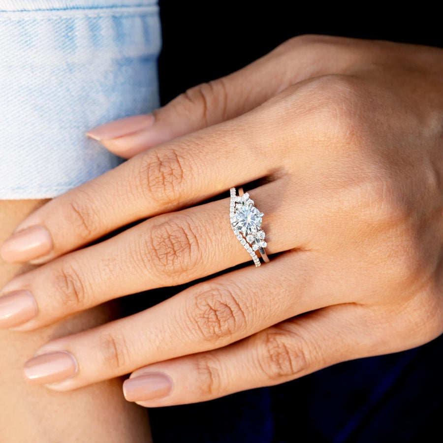 1.62 CT round split-shank diamond ring worn on hand