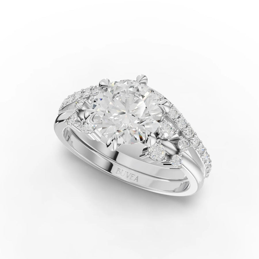 Lab-grown round diamond ring white gold angled profile