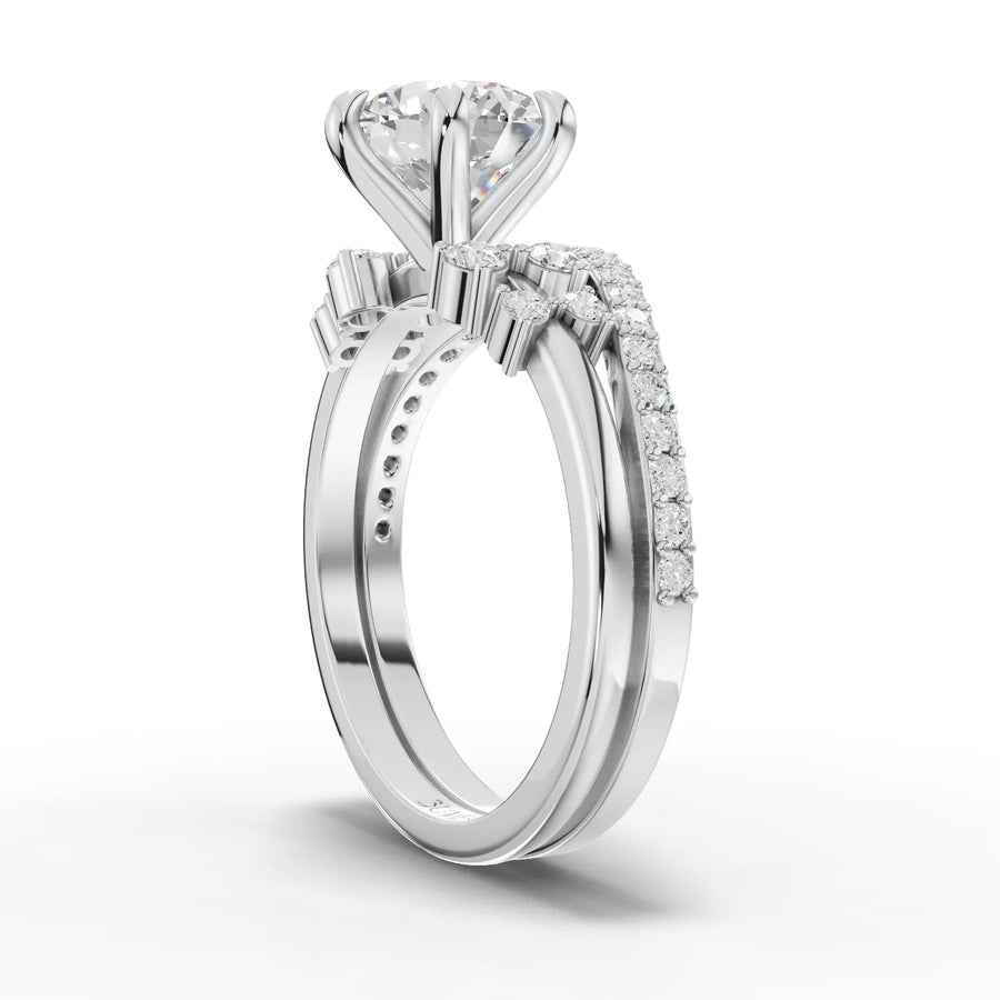 Split-shank diamond ring white gold close-up
