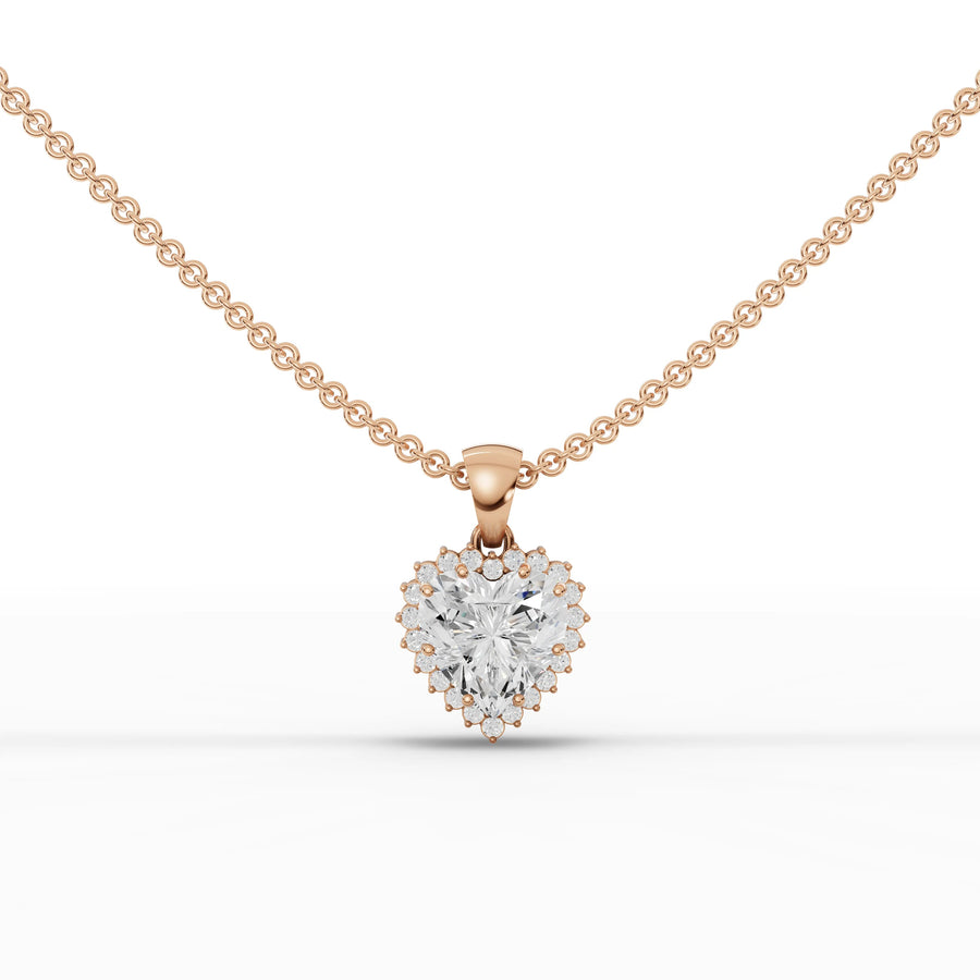 1.87 CT heart lab-grown diamond pendant rose gold front