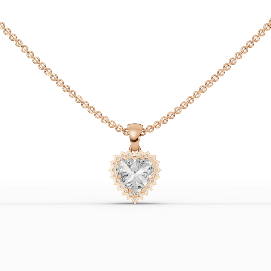 Heart lab-grown pendant rose gold close-up