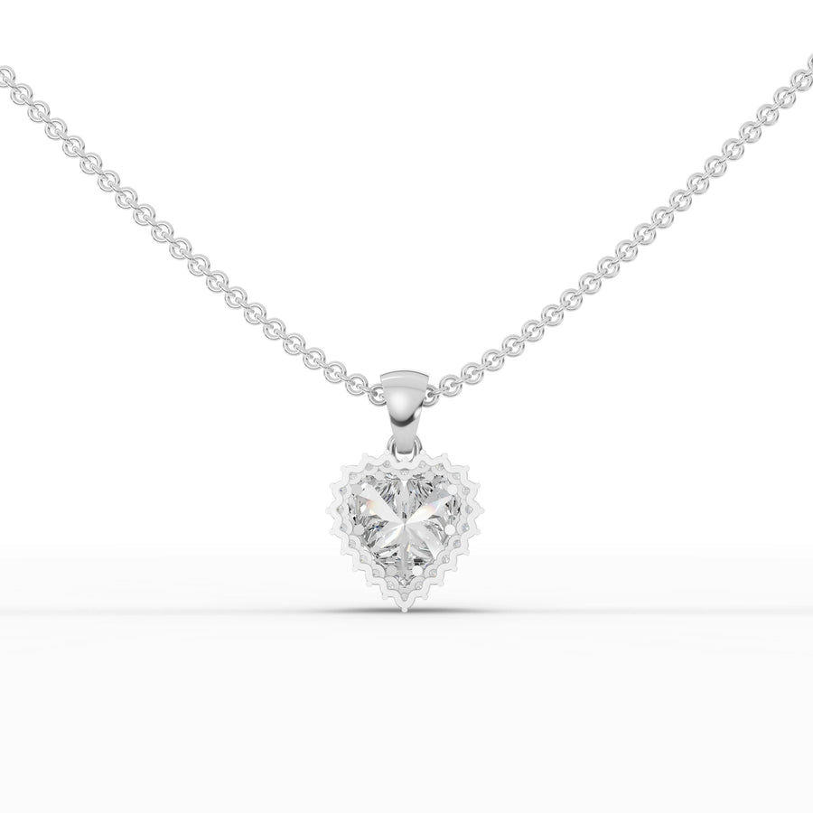 Heart lab-grown pendant white gold close-up
