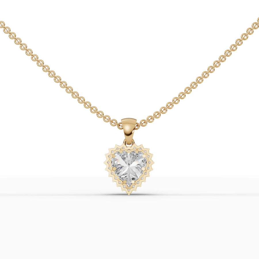 Heart lab-grown pendant yellow gold close-up