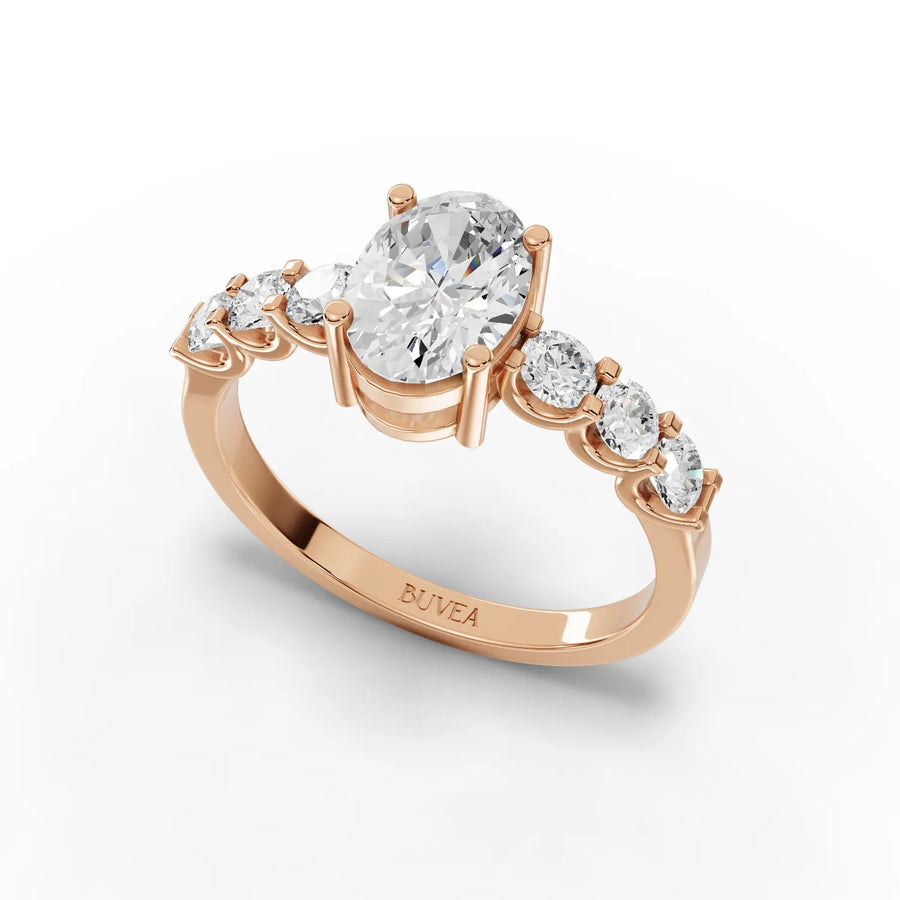 1.98 CT oval ring rose gold angled profile
