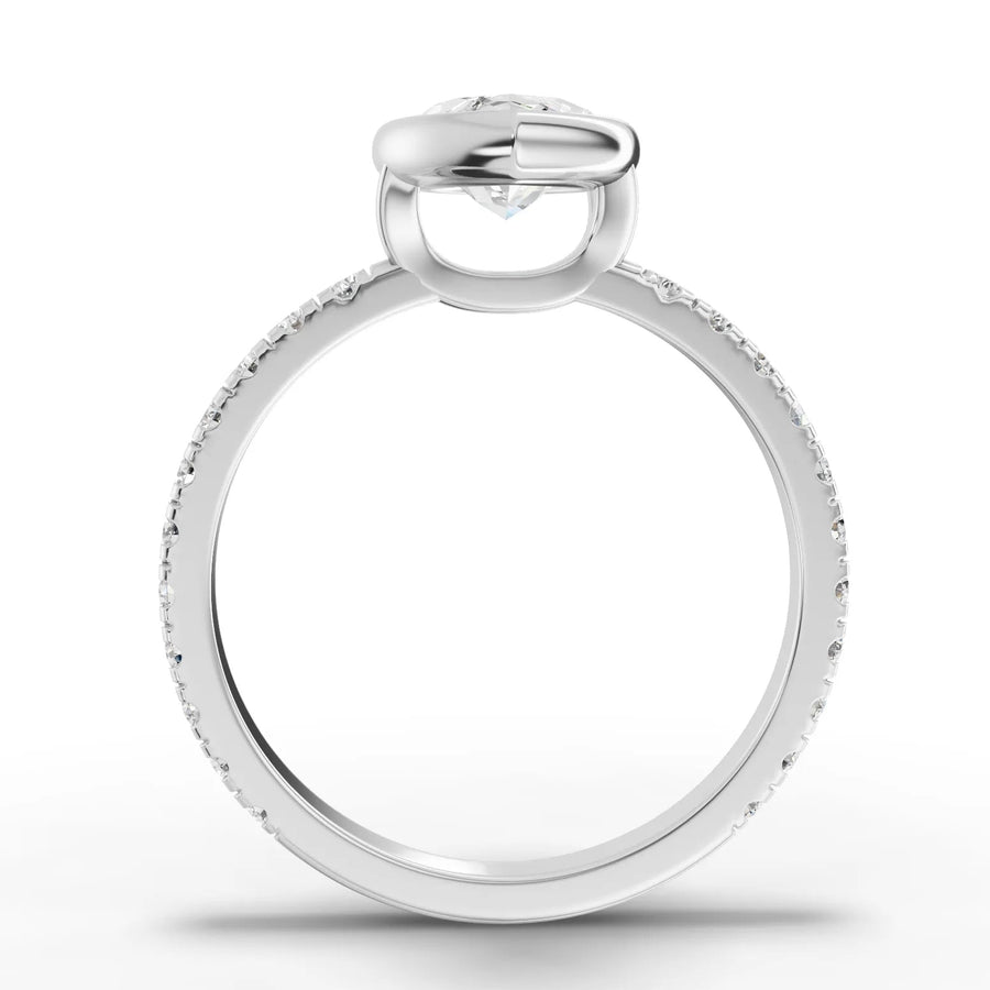 Marquise bezel lab-grown ring white gold close-up