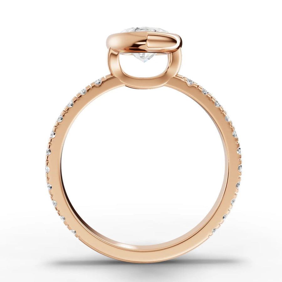 Marquise bezel lab-grown ring rose gold close-up