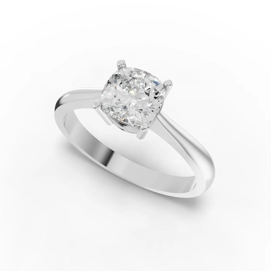 Cushion lab-grown ring white gold close-up