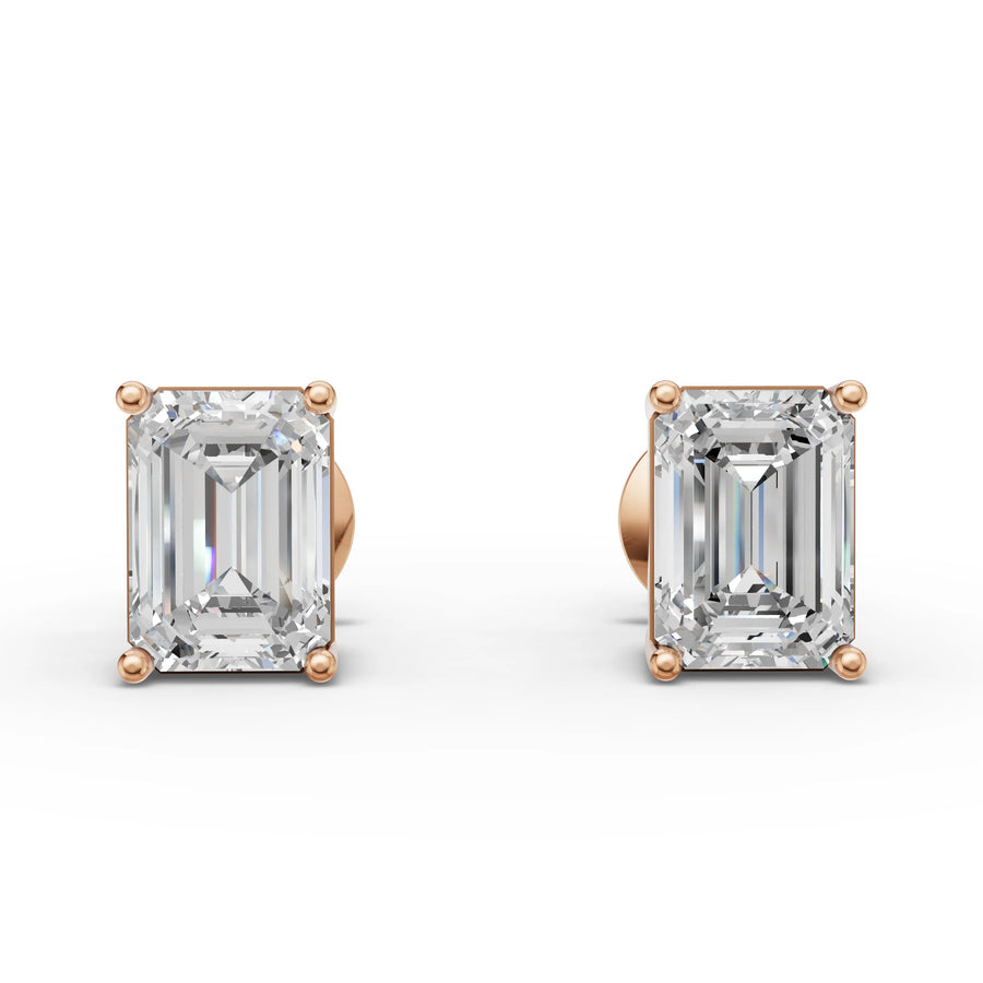 1.00 CT emerald lab-grown diamond stud earrings rose gold front
