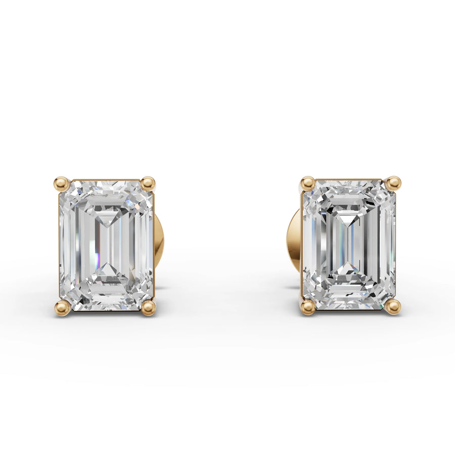 1.00 CT emerald lab-grown diamond stud earrings yellow gold front