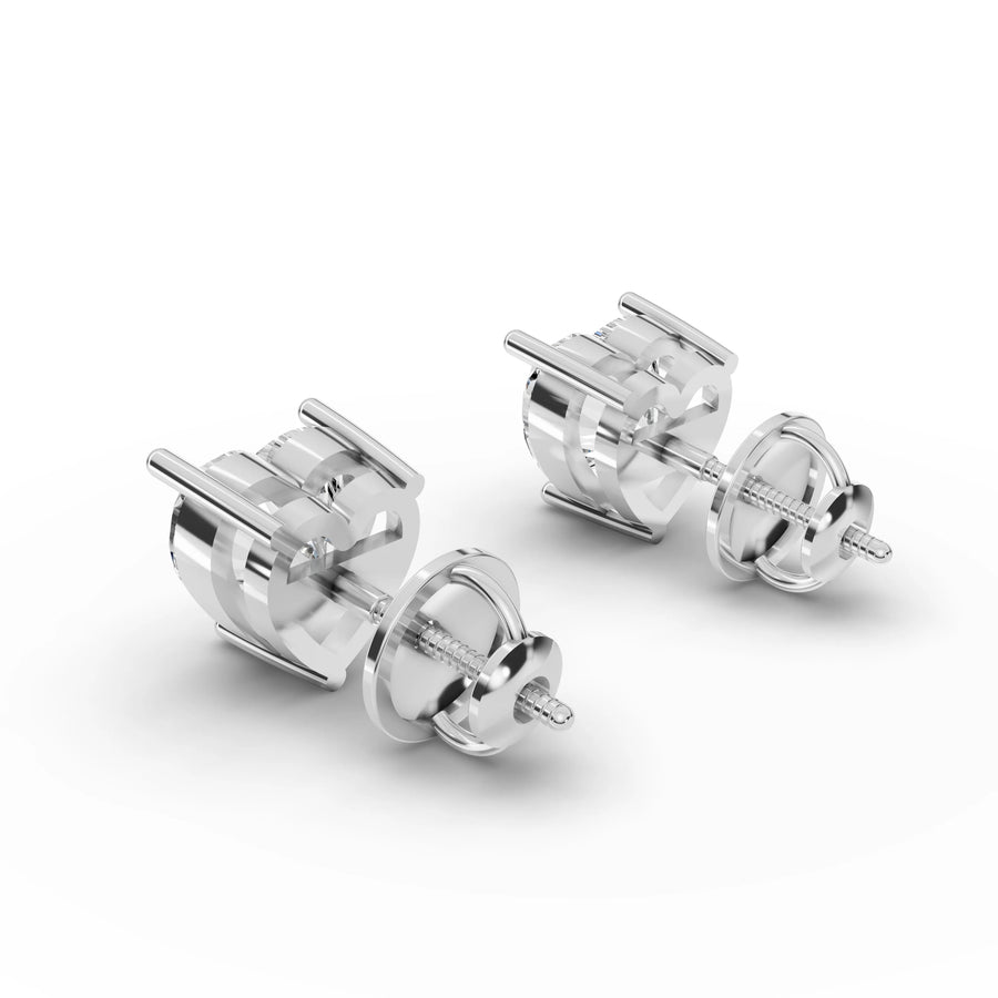 Heart lab-grown stud earrings white gold close-up