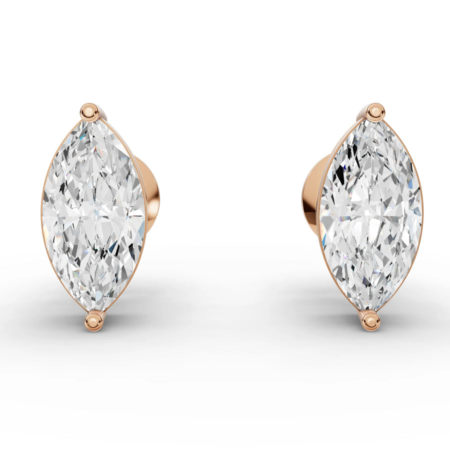 2.17 CT marquise lab-grown diamond stud earrings rose gold front