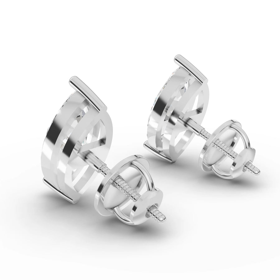 Marquise lab-grown stud earrings white gold close-up