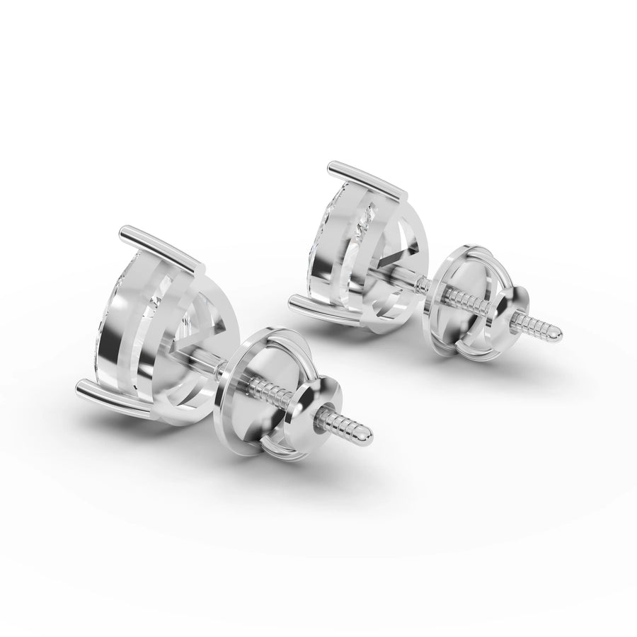 Pear lab-grown stud earrings white gold close-up