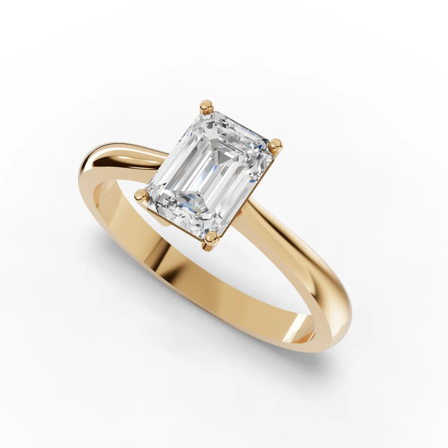Emerald diamond ring yellow gold angle