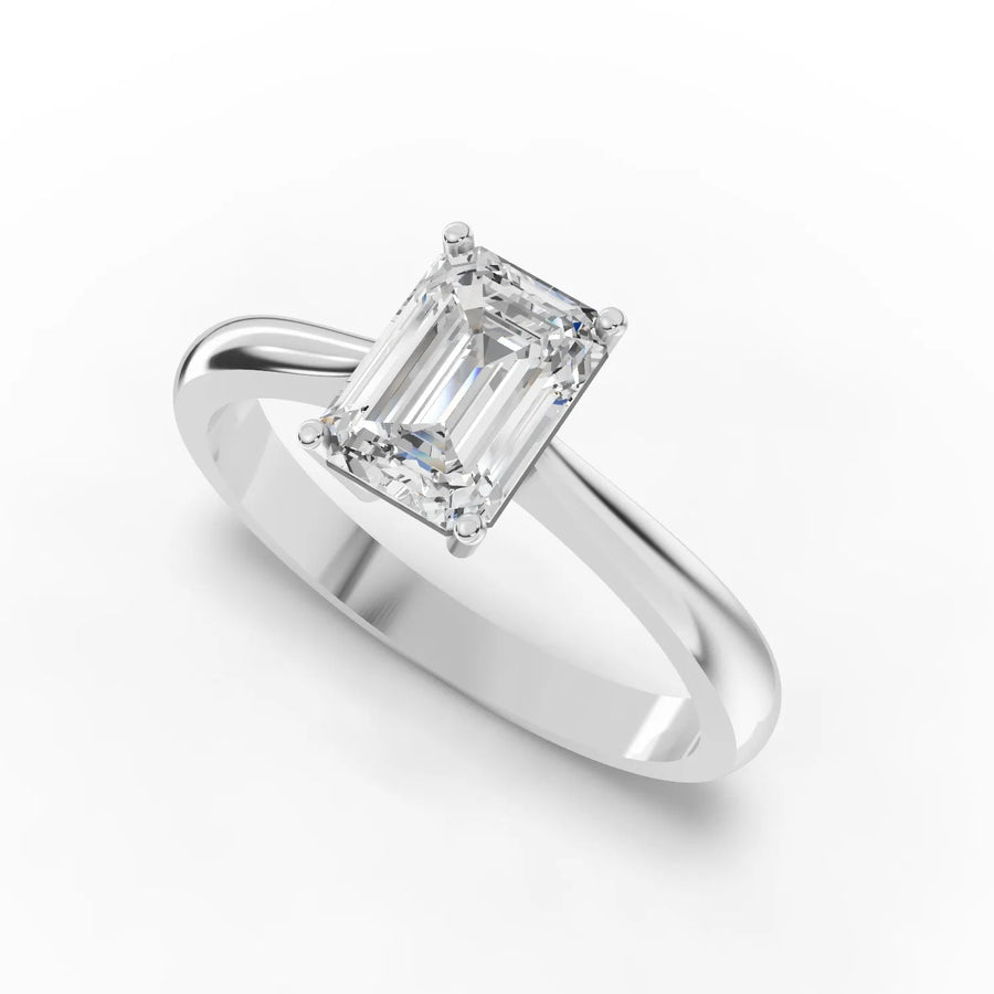 Emerald diamond ring white gold angle