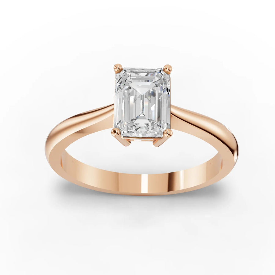 1.00 CT emerald lab-grown diamond ring rose gold top