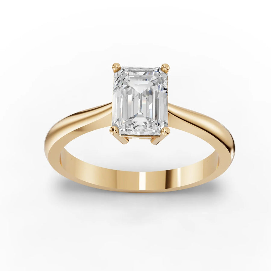 1.00 CT emerald lab-grown diamond ring yellow gold top