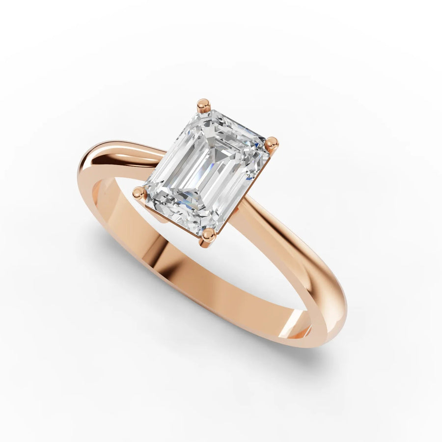 Emerald diamond ring rose gold angle