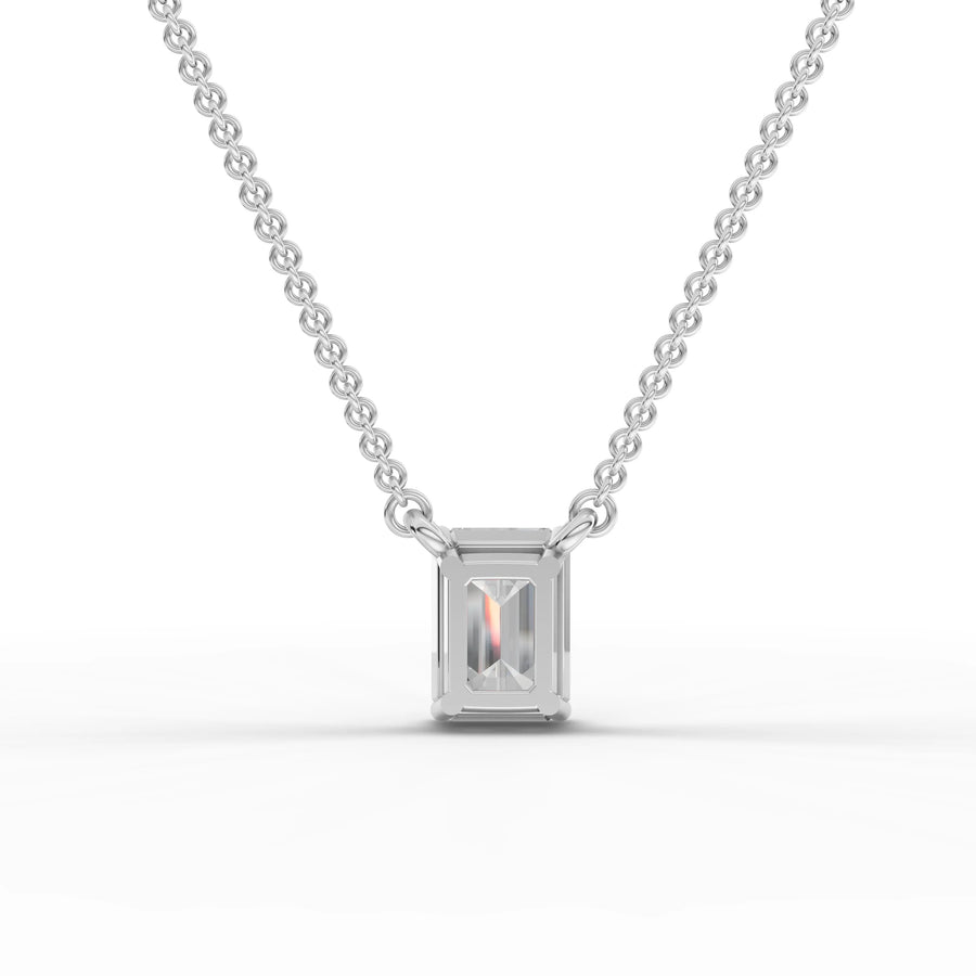 Lab-grown emerald pendant white gold close-up