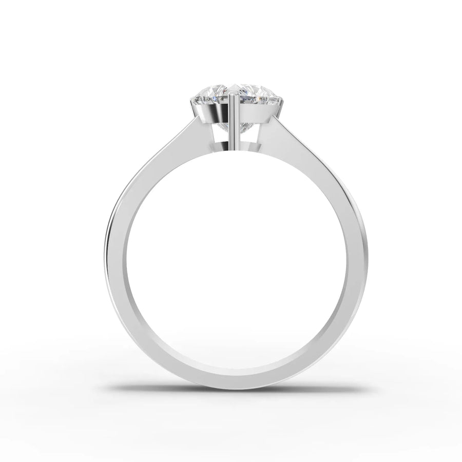 Heart lab-grown ring white gold close-up