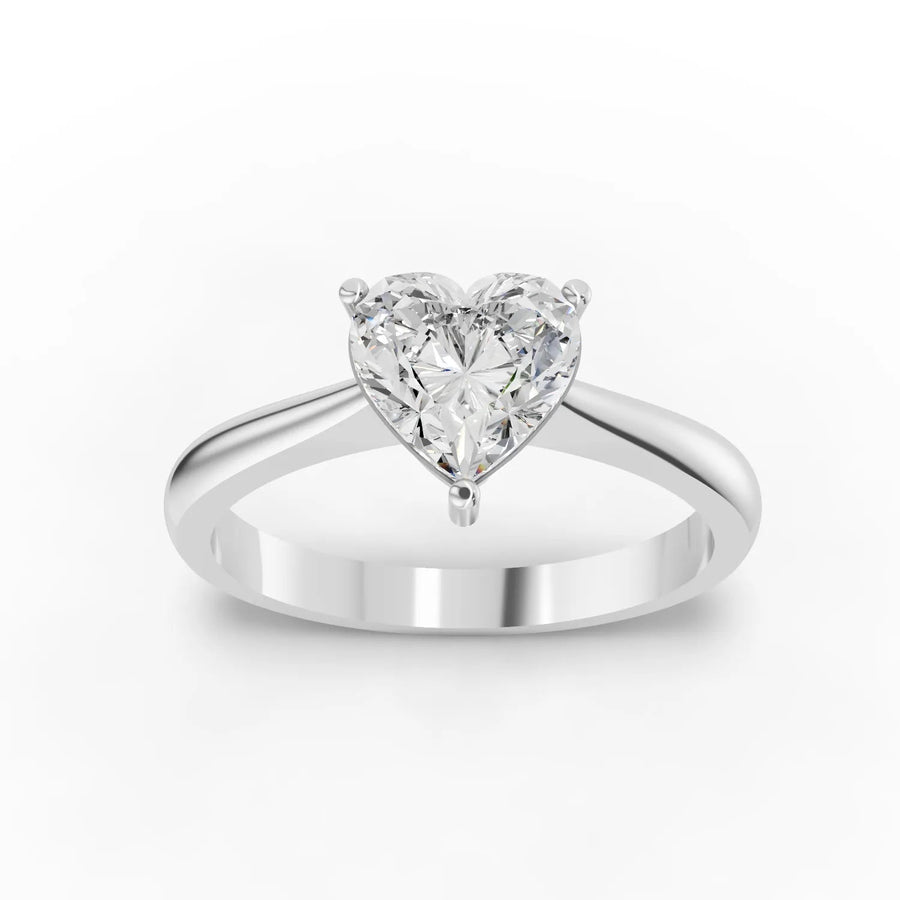 1 Ct heart lab diamond solitaire ring with prong-set heart-shaped center stone and polished band
