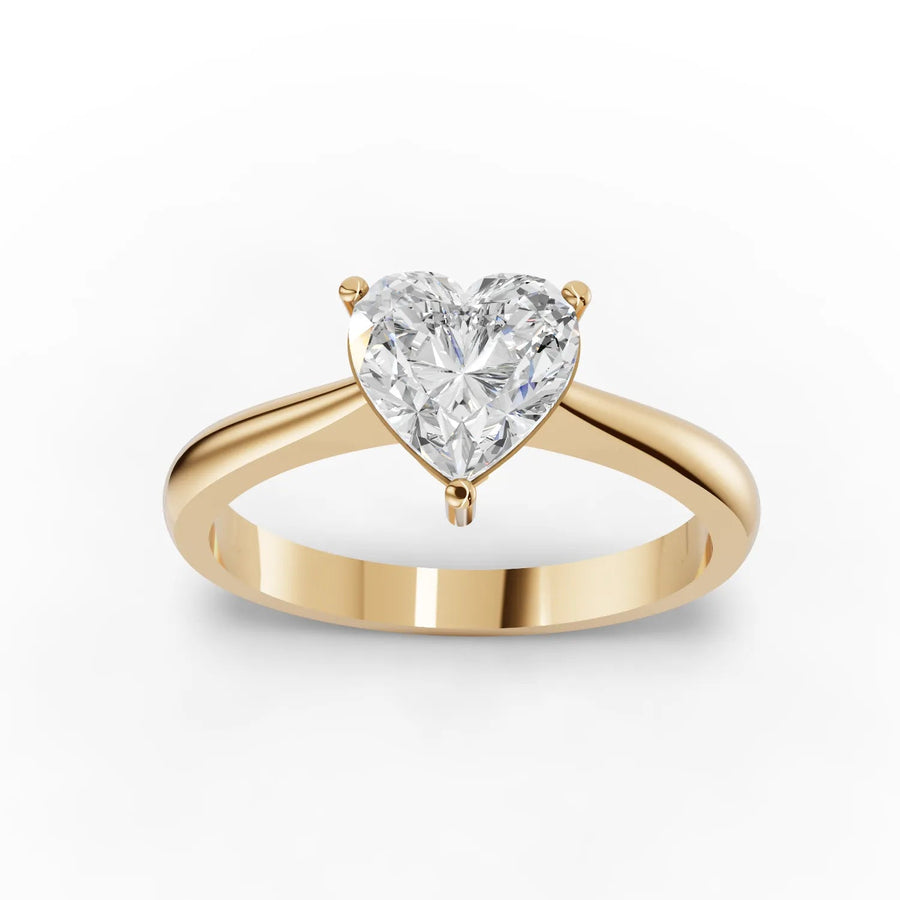 1.00 CT heart lab-grown diamond ring yellow gold top