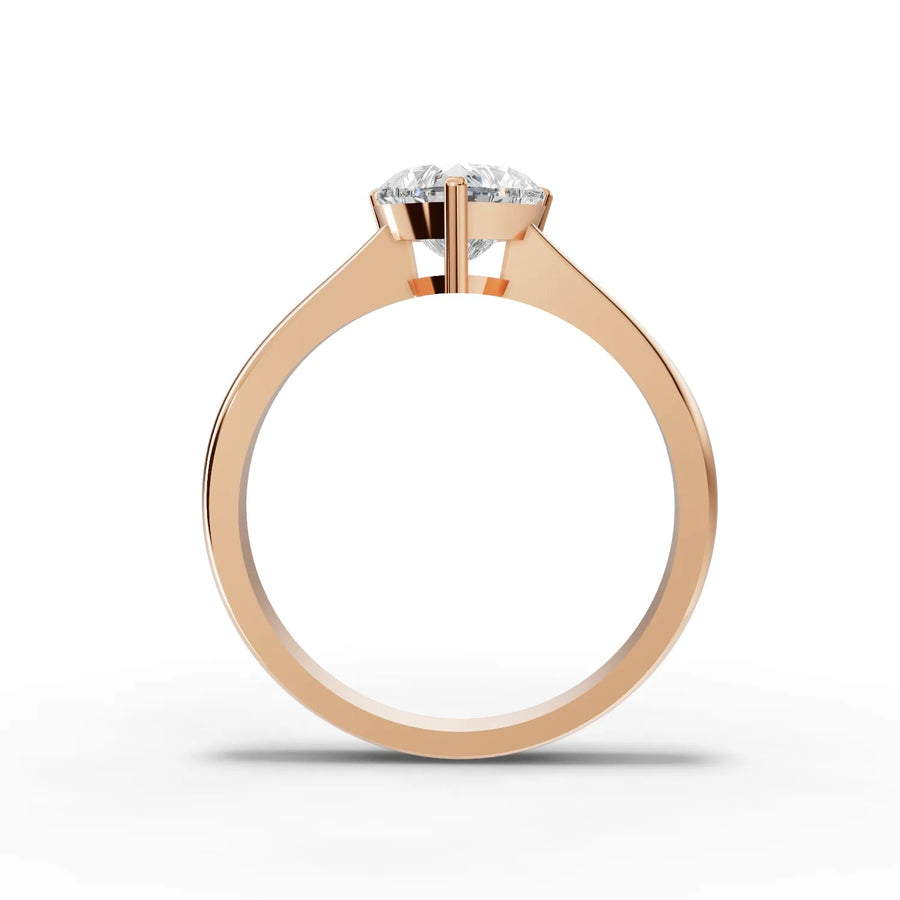 Heart lab-grown ring rose gold close-up