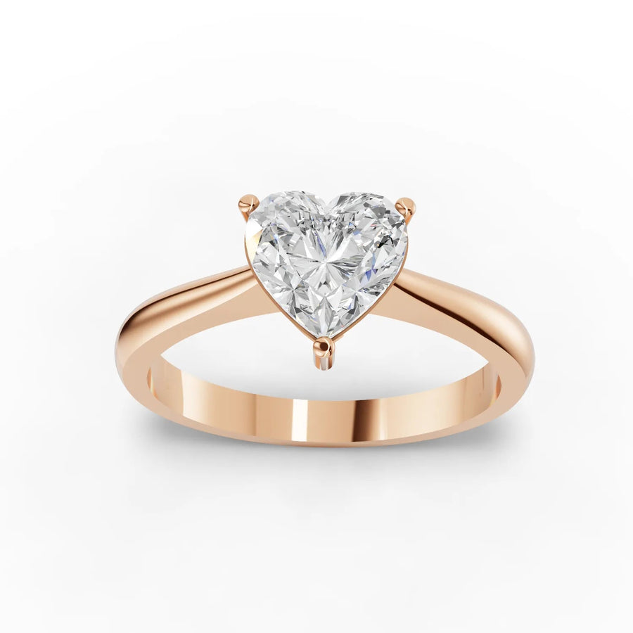 1.00 CT heart lab-grown diamond ring rose gold top