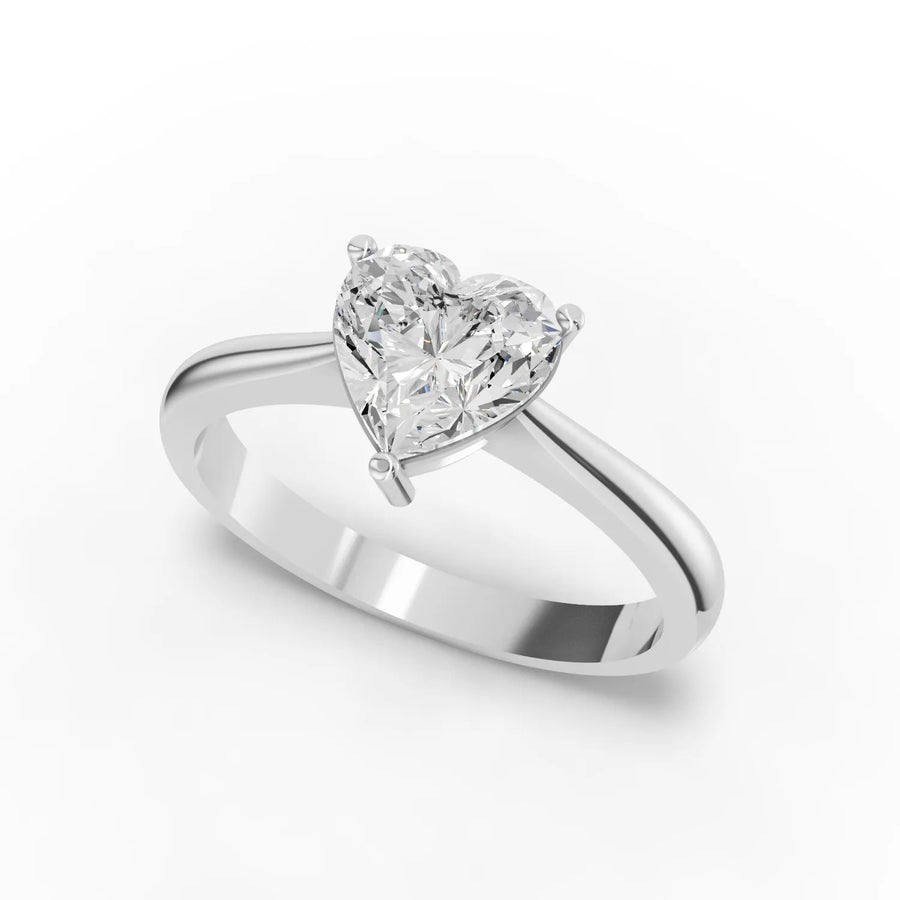 Heart diamond ring white gold angle