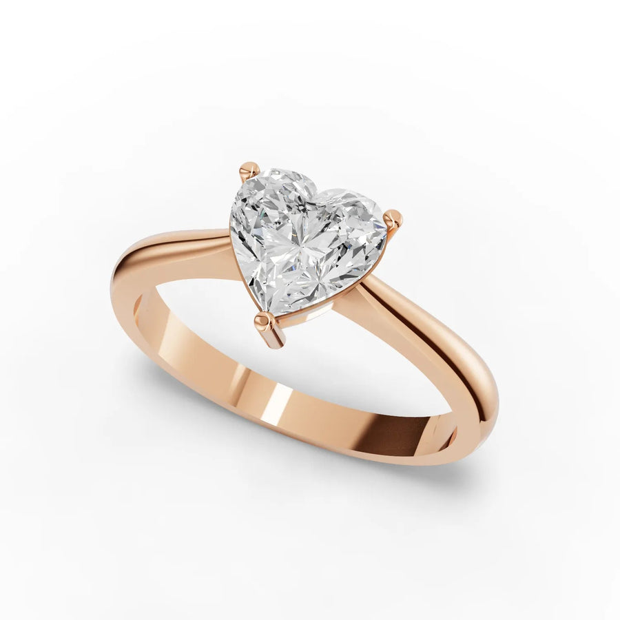 Heart diamond ring rose gold angle