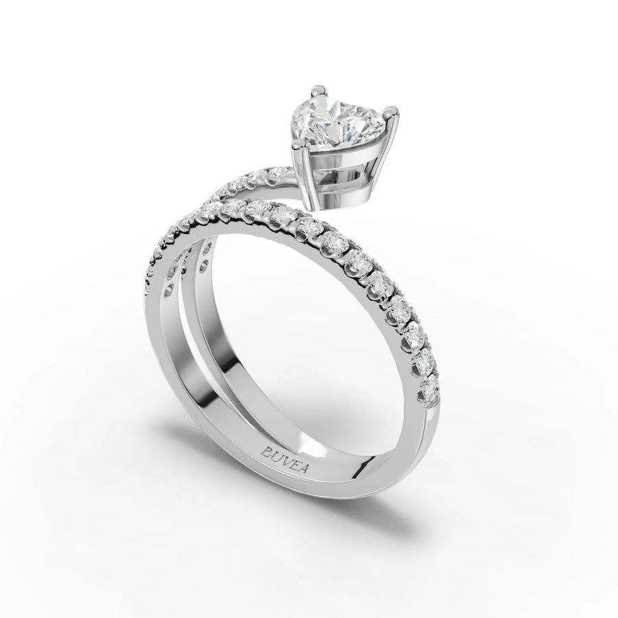 0.91 CT heart ring white gold angled profile