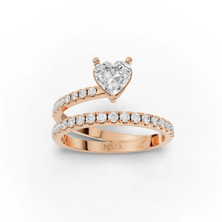 Heart cut lab-grown diamond ring rose gold top view