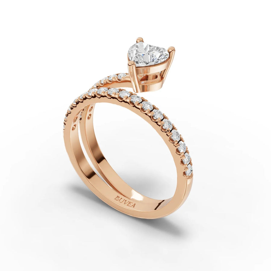 0.91 CT heart ring rose gold angled profile