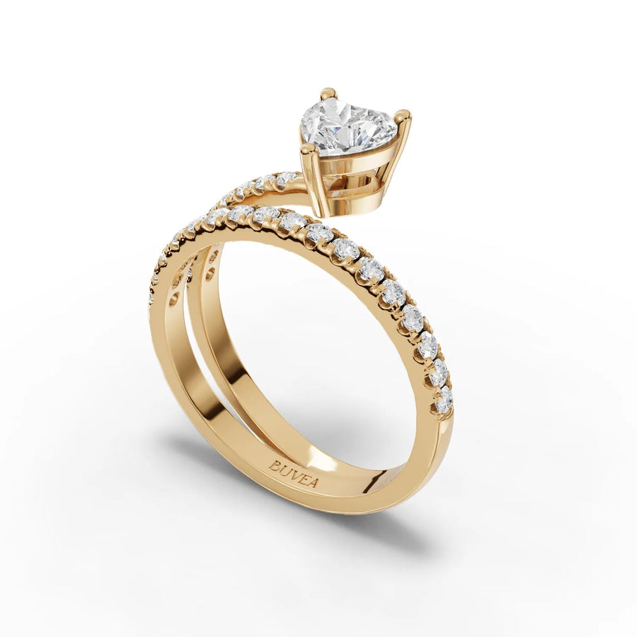 0.91 CT heart ring white gold angled profile