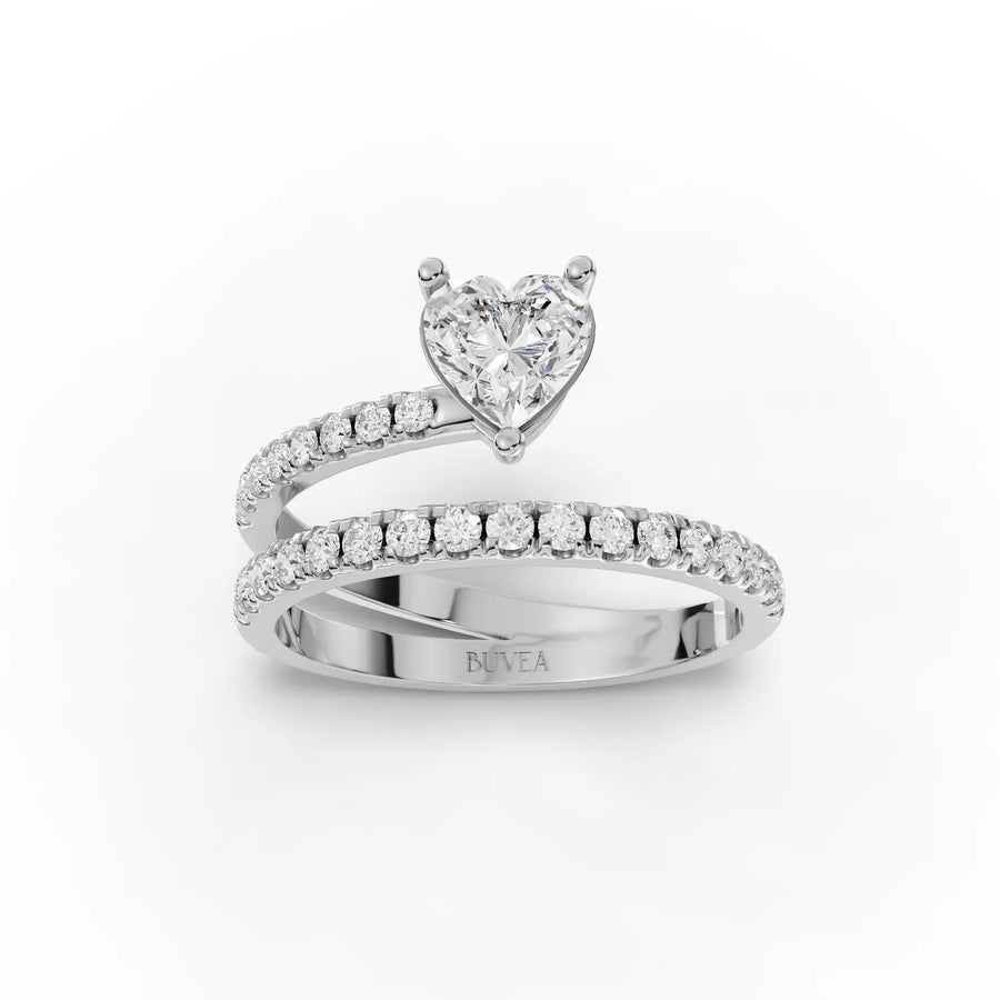 Heart cut lab-grown diamond ring white gold top view