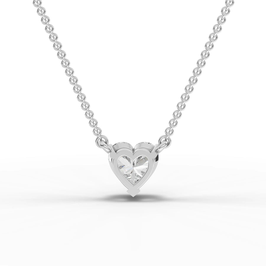 Lab-grown heart pendant white gold close-up