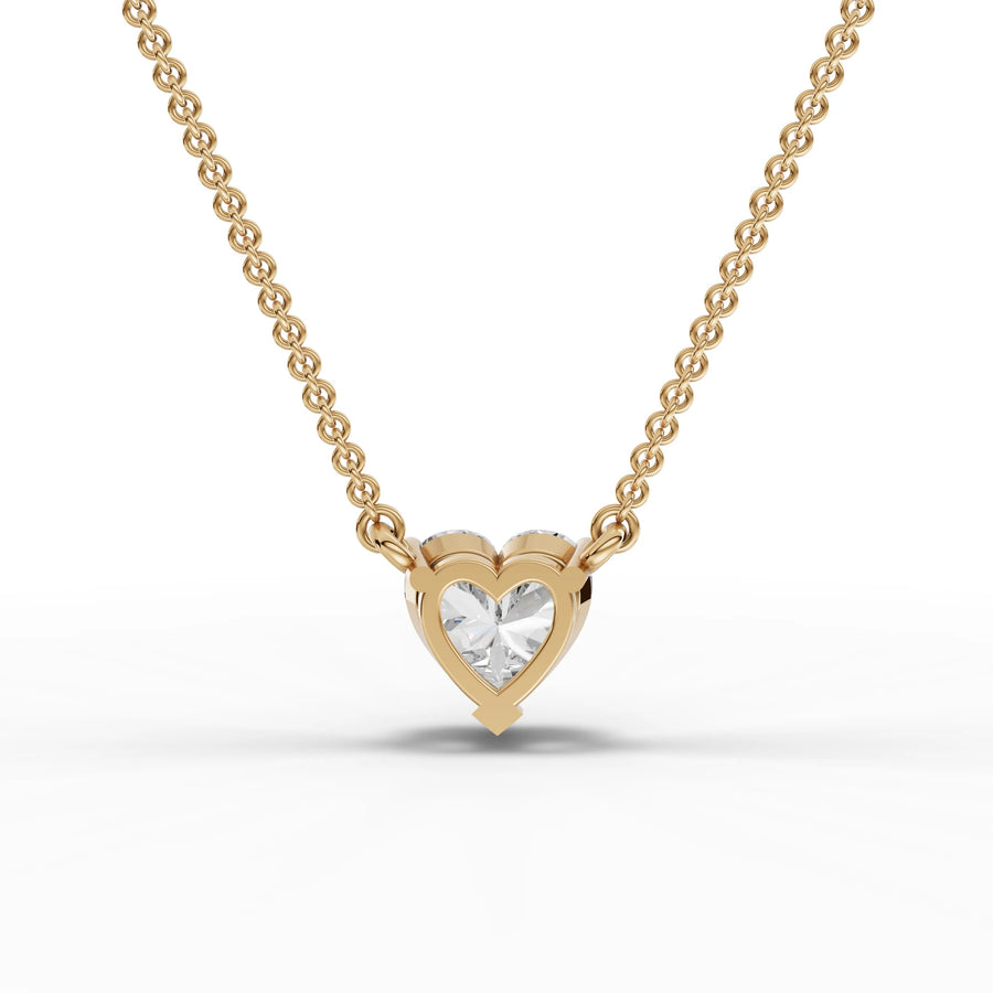 Lab-grown heart pendant yellow gold close-up