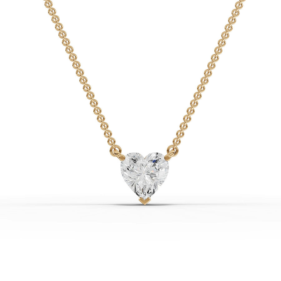 1.09 CT heart lab-grown diamond pendant yellow gold front