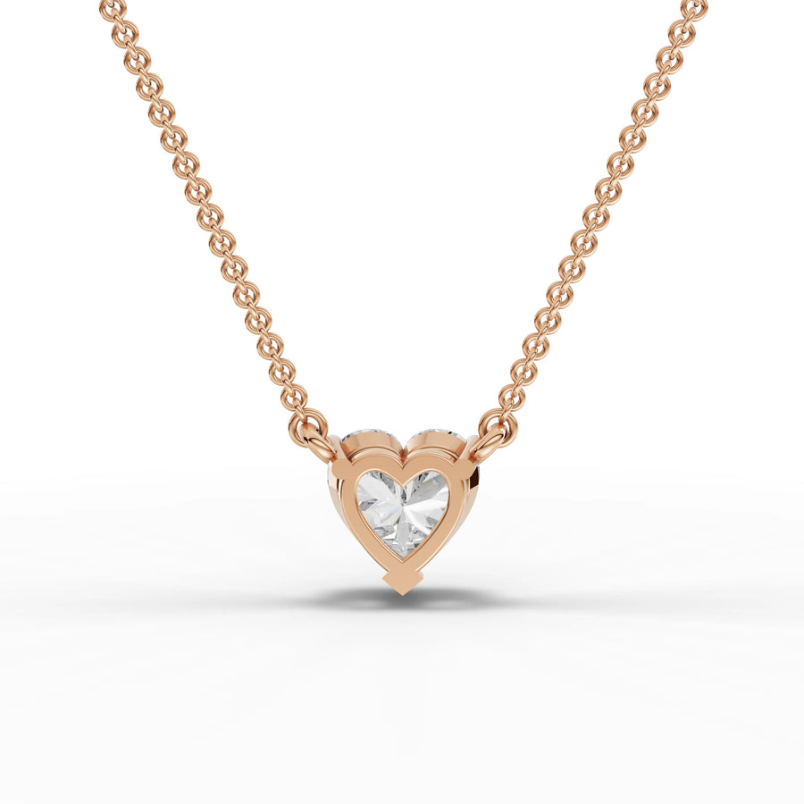 Lab-grown heart pendant rose gold close-up