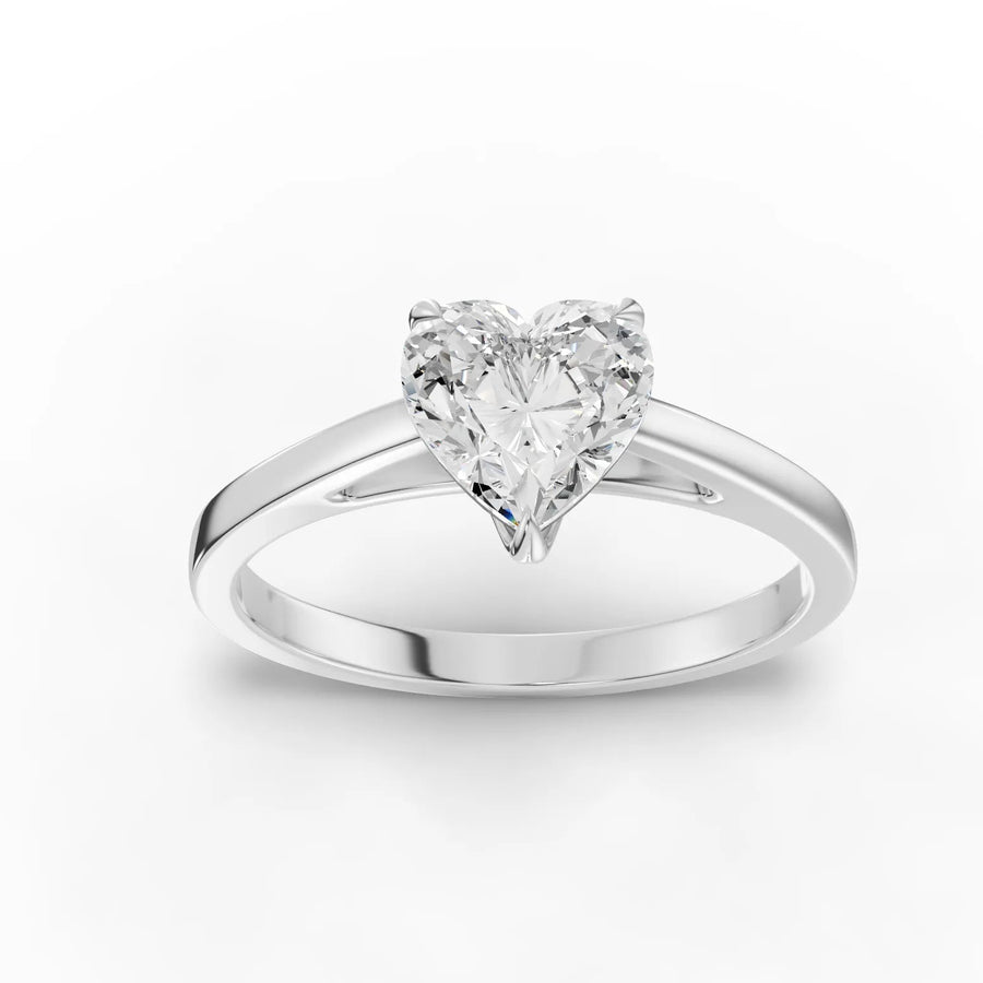 1.00 CT heart lab diamond solitaire ring in 18k gold with protective prongs and polished comfort-fit band