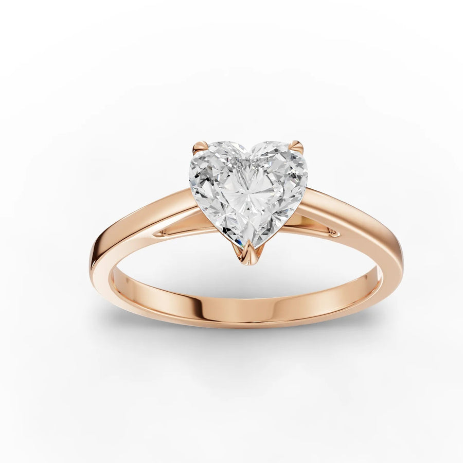 Rose gold heart solitaire ring