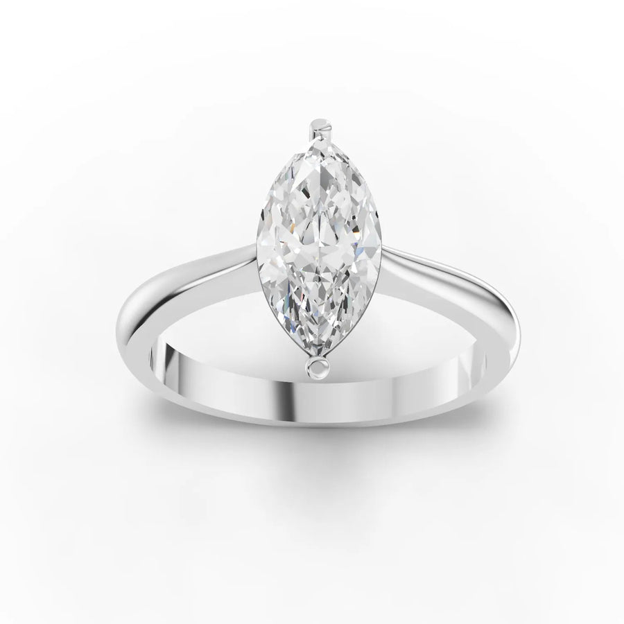 1.00 ct marquise lab diamond solitaire ring with prong setting and slim band