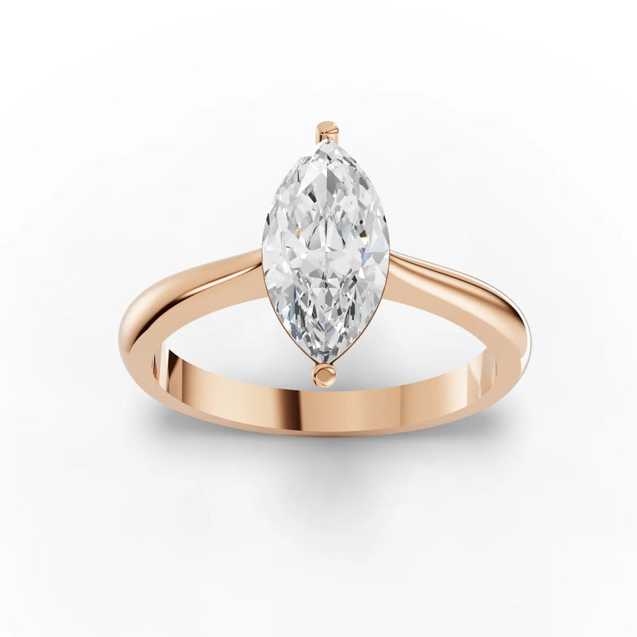 Marquise lab-grown ring yellow gold close-up