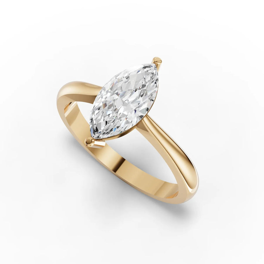 Marquise diamond ring yellow gold angle