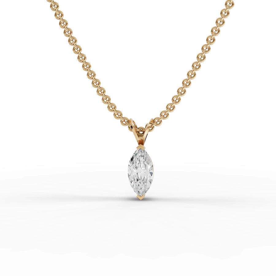 1.08 CT marquise lab-grown diamond pendant yellow gold front