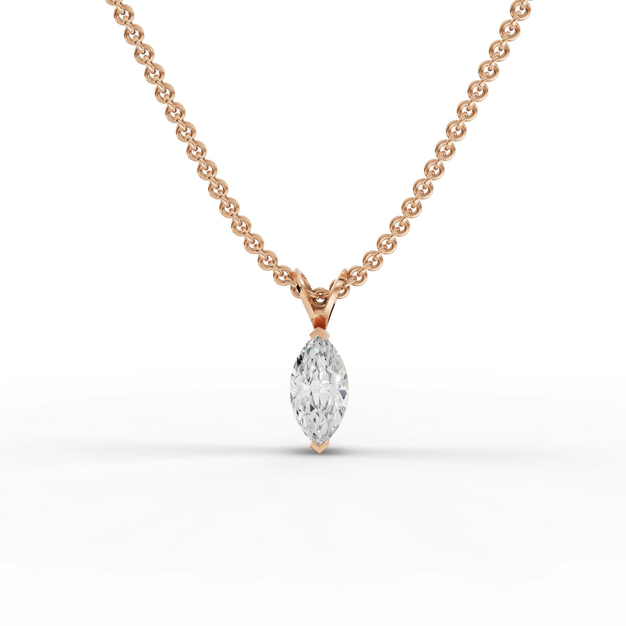 1.08 CT marquise lab-grown diamond pendant rose gold front