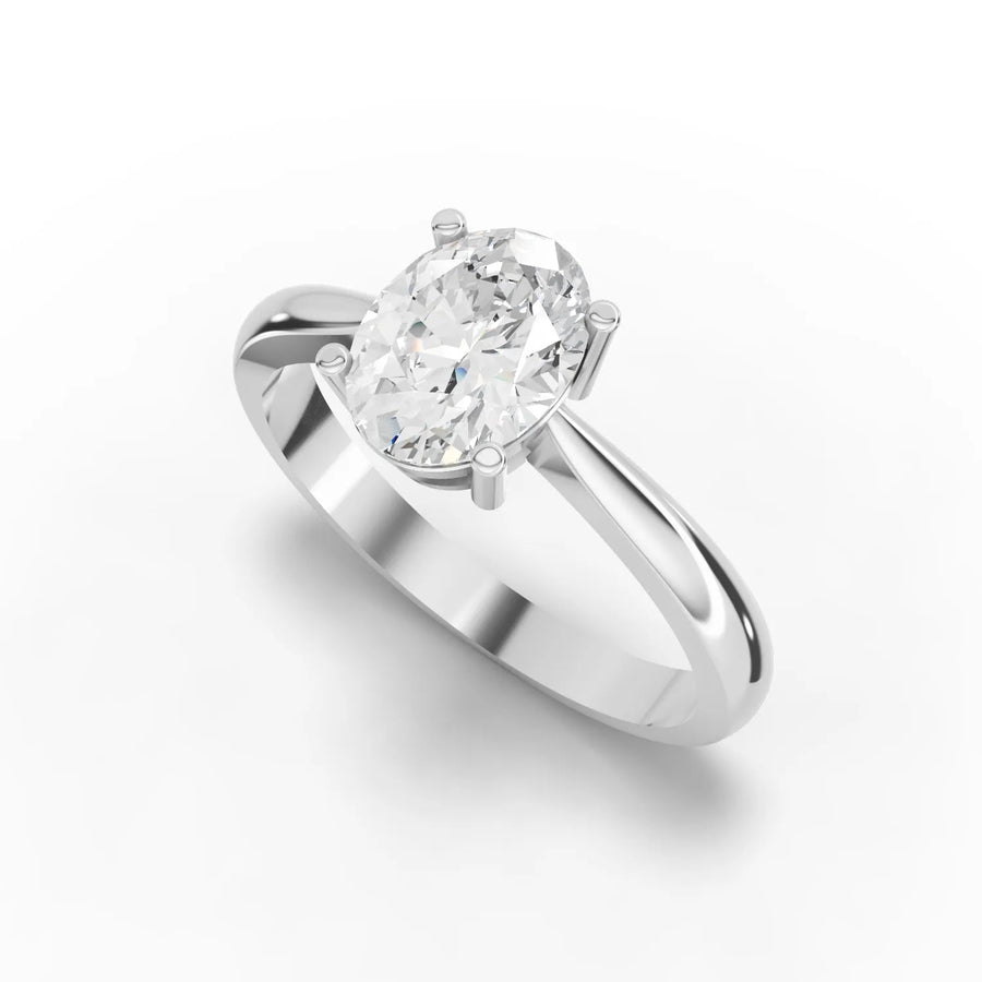 Oval diamond ring white gold angle